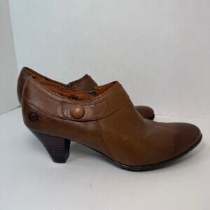 Born Calixta Pointed Ankle Low Bootie Leather Boots Brown Women's Size 8.5